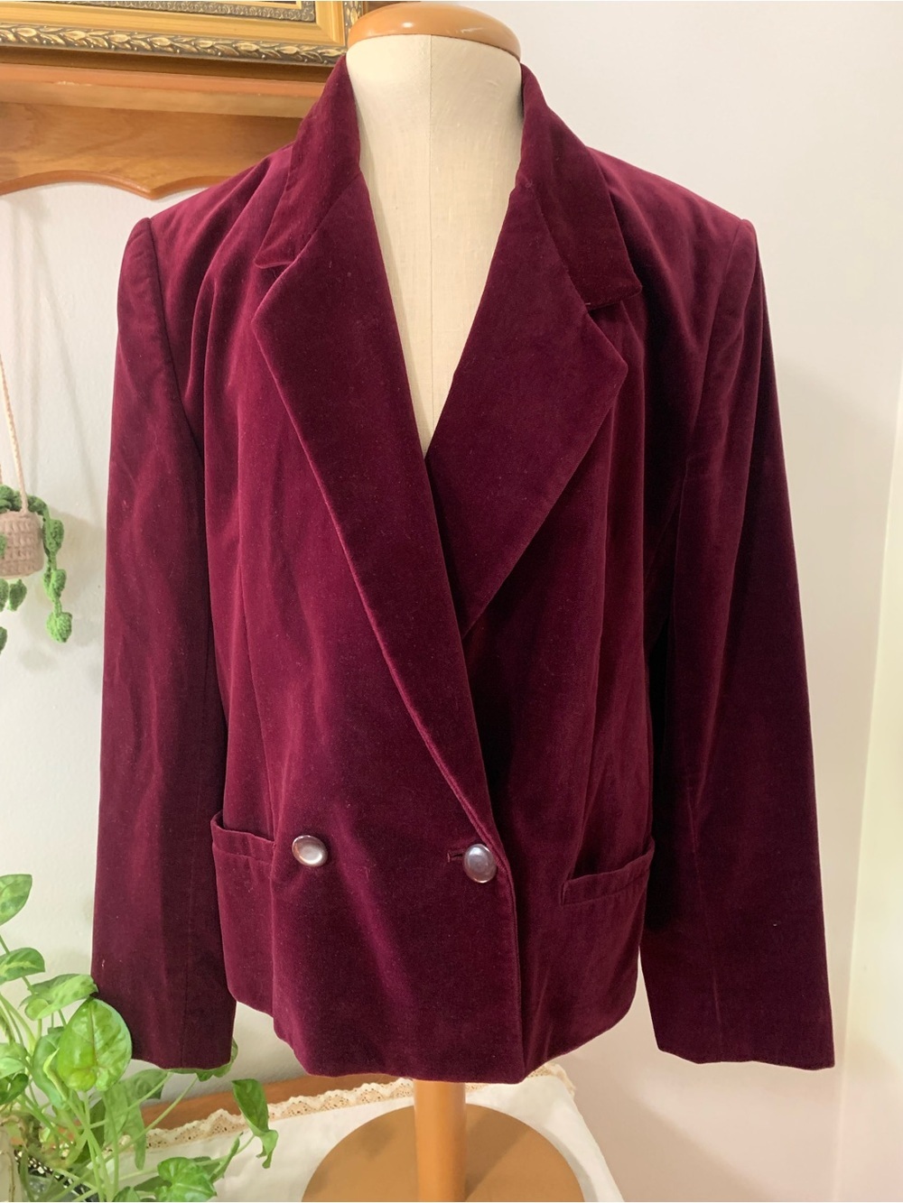 Jones New York Vintage 90s Magenta Cotton Velvet Blazer Jacket Size 10 - Picture 1 of 14